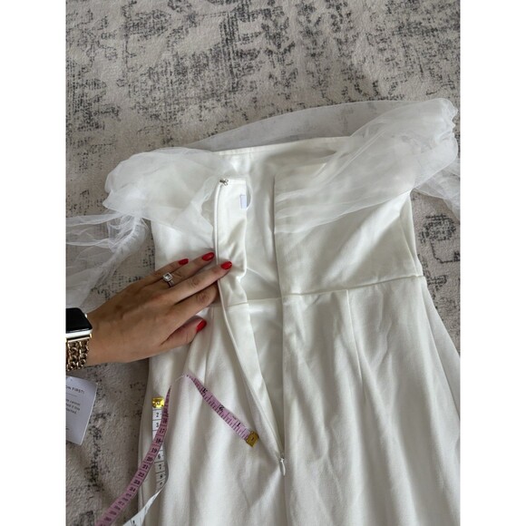 Lulus Beautifully Beloved White Mesh Off-the-Shoulder Maxi Dress Size Small - Picture 6 of 9